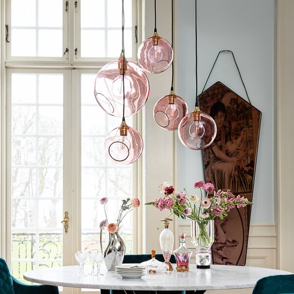 Lampada a sospensione DESIGN BY US, Ballroom, dimmerabile, Rosa / Rosé, Soggiorno, Vetro, Design