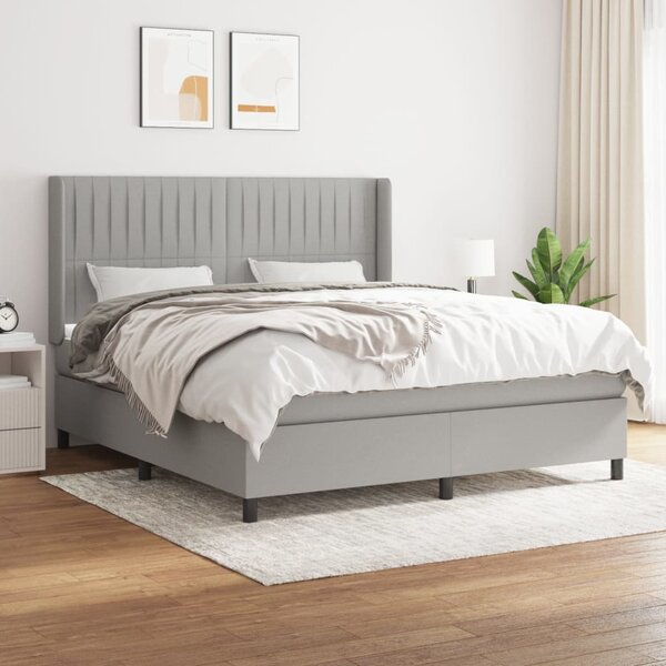 Letto boxspring con materasso Tessuto grigio scuro 100x200 cm