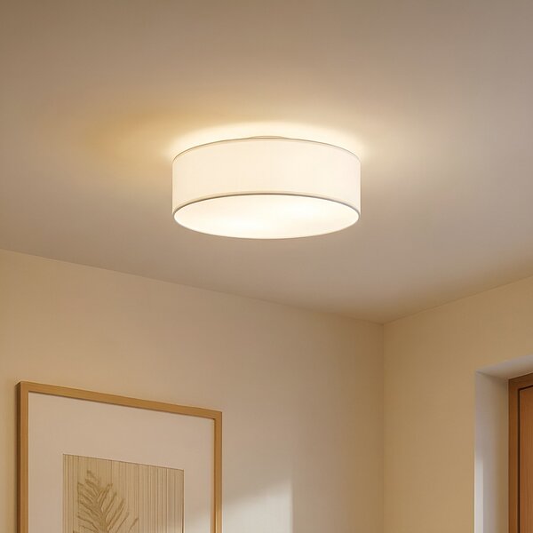Plafoniera Lindby, Sebatin, dimmerabile, Beige, Camera da letto, Tessuto / Tessile, Moderno