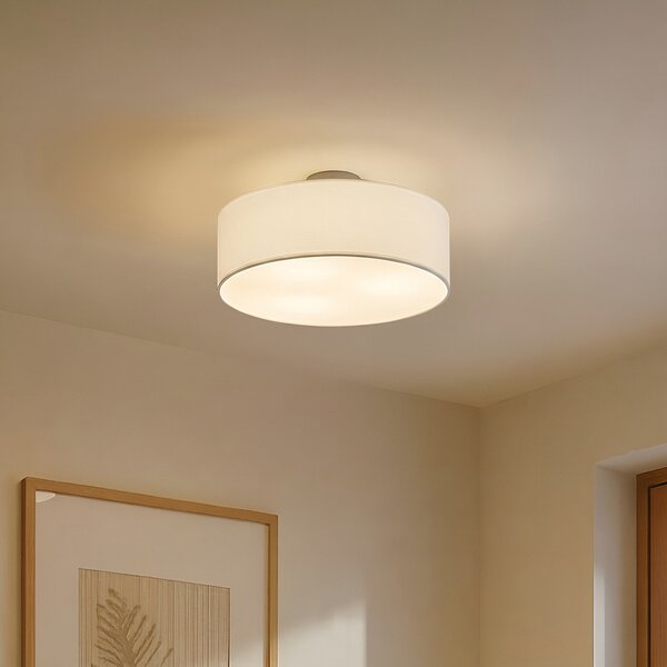 Plafoniera Lindby, Sebatin, dimmerabile, Bianco, Camera da letto, Tessuto / Tessile, Moderno