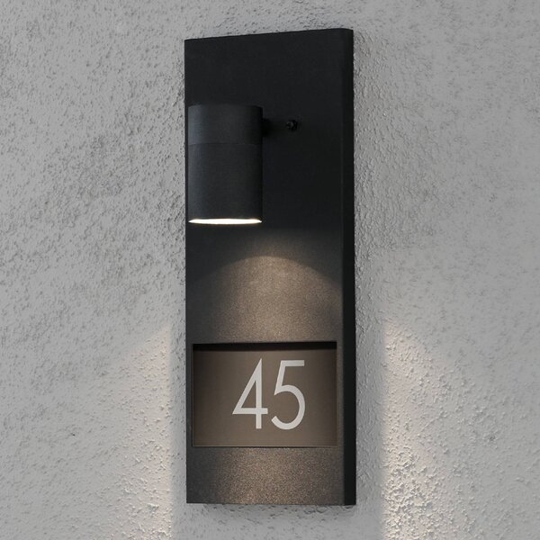 Konstsmide Numero civico illuminato MODENA, Nero, Alluminio, Moderno, Applique da esterni