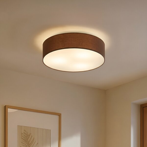 Plafoniera Lindby, Sebatin, dimmerabile, Marrone / Ruggine, Camera da letto, Tessuto / Tessile, Moderno