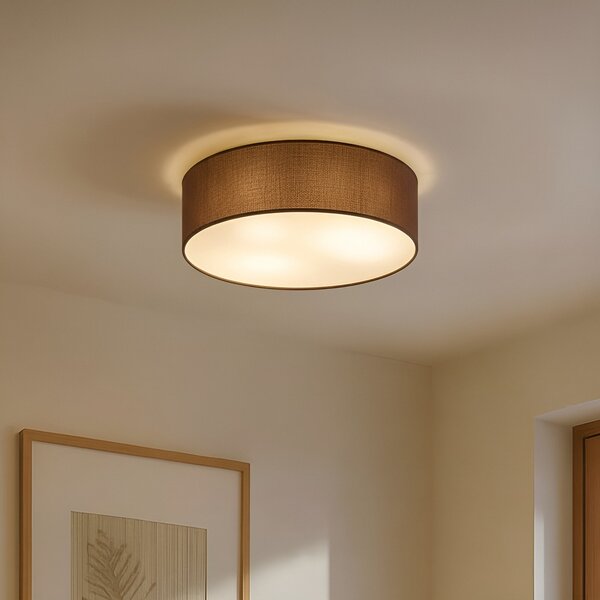 Plafoniera Lindby, Sebatin, dimmerabile, Marrone / Ruggine, Camera da letto, Tessuto / Tessile, Moderno
