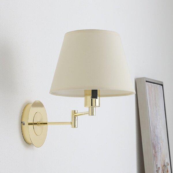 Applique da parete Lindby, POLA, Dorato / Ottone, Soggiorno, Tessuto / Tessile, Moderno