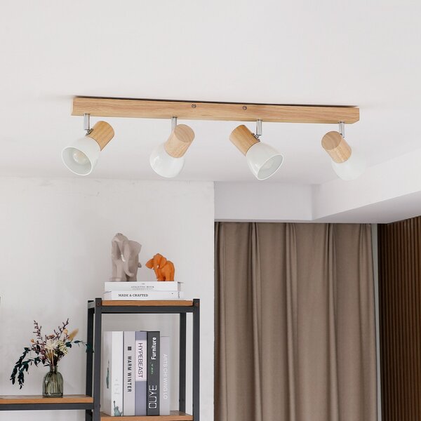 Plafoniera Lindby, Thorin, dimmerabile, Legno, Soggiorno, Legno, Scandinavo