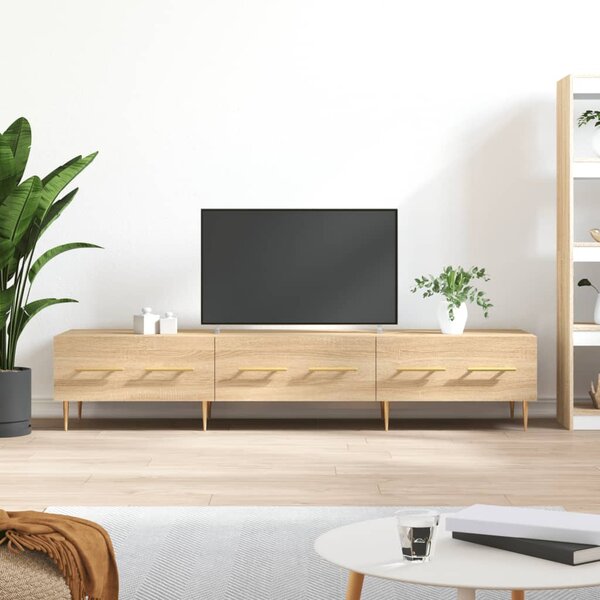 Mobile TV，Mobile Porta TV Salotto，Tavolino TV con Ante Rovere Fumo 60x35x45  cm in Legno