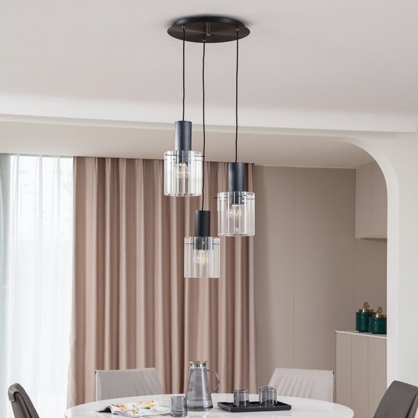 Lampada a sospensione Lucande, EIrian, dimmerabile, Trasparente, Soggiorno, Vetro, Moderno