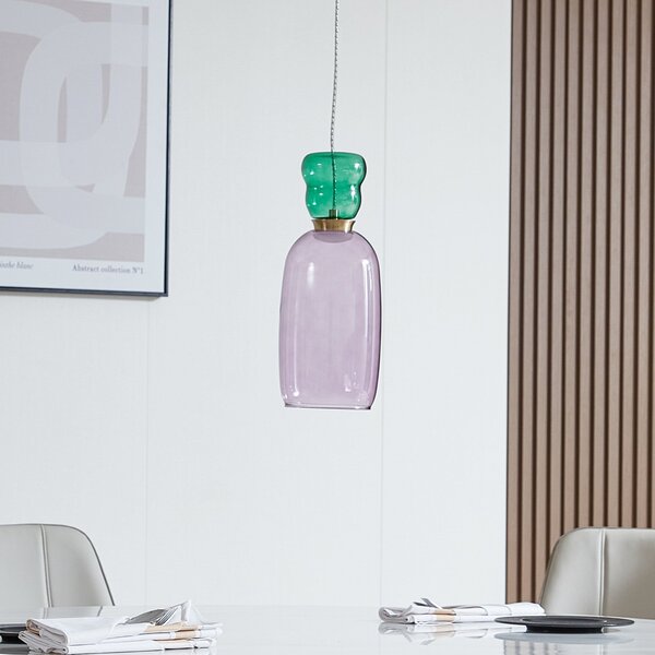 Lampada a sospensione Lucande, Fay, Viola, Sala da pranzo, Vetro, Giovanile