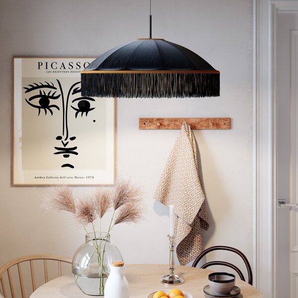 Lampada a sospensione By Rydéns, Francis, dimmerabile, Nero, Soggiorno, Tessuto / Tessile