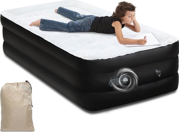 Materasso gonfiabile Vigevee Premium 200 x 152 x 46 cm con pompa integrata, materasso autogonfiabile da utilizzare come letto per gli ospiti, lettino da viaggio, letto da campeggio e letto di emergenza, letto matrimoniale