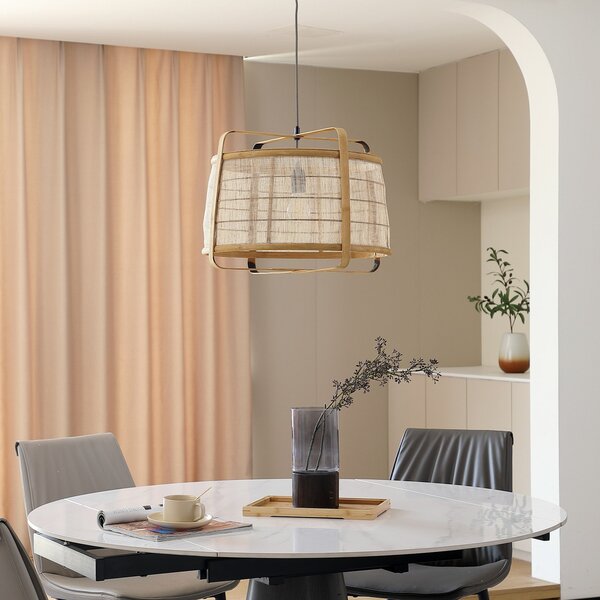 Lampada a sospensione Lindby, Liriana, dimmerabile, Legno, Soggiorno, Bambù, Campagna / rustico
