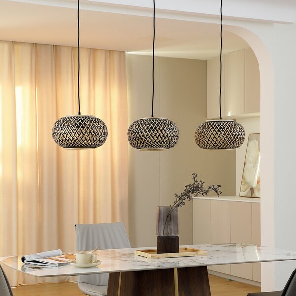 Lampada a sospensione Lindby, Nerys, dimmerabile, Legno, Cucina, Legno