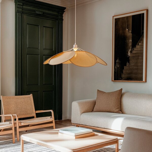 Lampada a sospensione Lindby, Astraia, dimmerabile, Beige, Soggiorno, Tessuto / Tessile