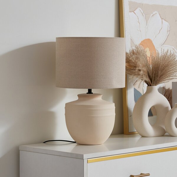 Lampade da tavolo Lindby, Thalassia, Beige, Sala da pranzo, Ceramica, Moderno