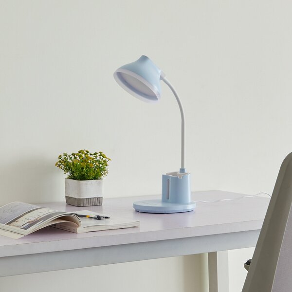 Lampade da tavolo Lindby, Zephyra, dimmerabile, Blu, Studio / Ufficio, Plastica, Moderno