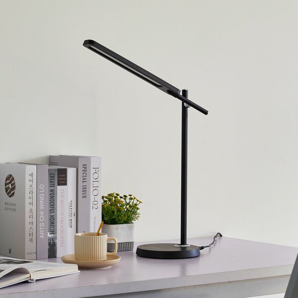 Lampade da tavolo Lindby, Valtorin, dimmerabile, Nero, Studio / Ufficio, Plastica, Moderno
