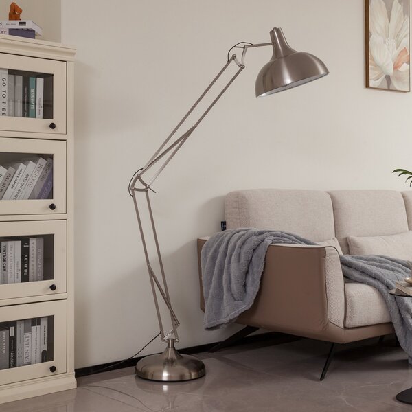 Lampada da terra Lindby, Leia, Metallizzato, Studio / Ufficio, Metallo, Moderno