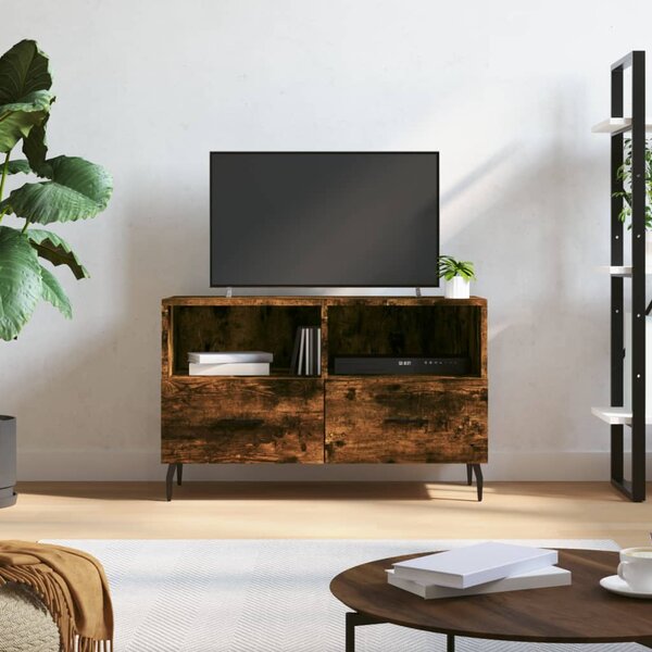 Mobile Porta TV, Armadietti per TV, Tavolino TV Per Salotto Rovere Fumo  80x33x41 cm Legno Multistrato