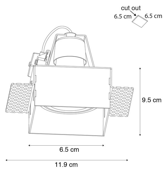 Set di 6 faretti incasso neri GU10 50mm senza cornice - Oneon