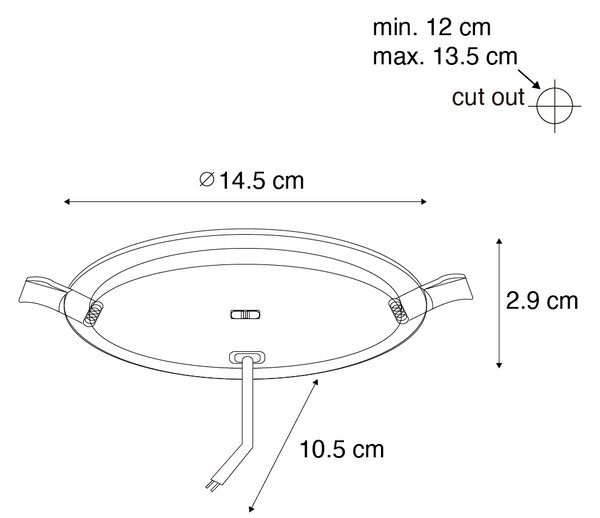 Set di 6 faretti da incasso bianchi 14,5 cm con LED regolabile in Kelvin con interruttore DIP - Stephanie