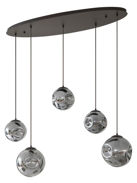 Lampada a sospensione Lindby, Valentina, dimmerabile, Grigio, Soggiorno, Vetro, Design