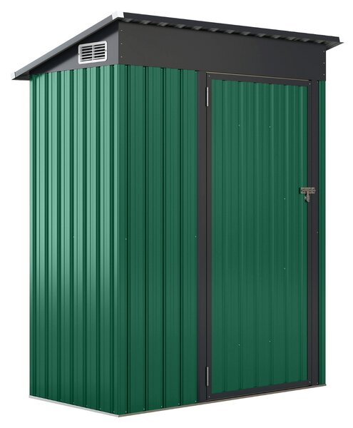 Costway Casetta da giardino con design a tetto inclinato venti d'aria, Capanno da esterno 150x90,5x185cm Verde
