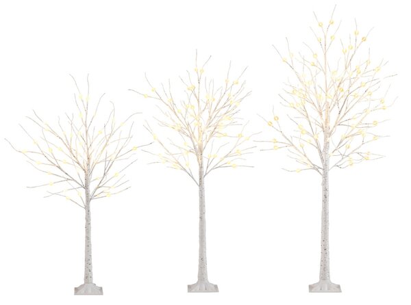Costway Albero di betulla illuminati albero di natale artificiale con altezze di 120 cm 150 cm e 180 cm, Albero di betulla illuminati con 216 luci led caldo Bianco