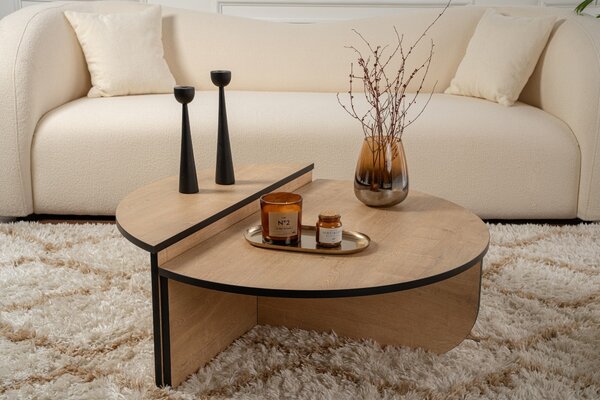 Skye Decor, Orion - Rovere miele, Nero, tavolino, rovere miele, pannello di legno rivestito di melamina al 100 %, 90 x 60 x 30 cm