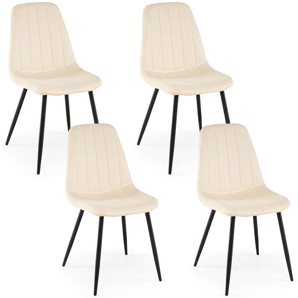 Costway Set di 4 sedie da pranzo imbottite con seduta morbida in schiuma e tessuto, Moderne sedie da cucina per soggiorno e camera Beige