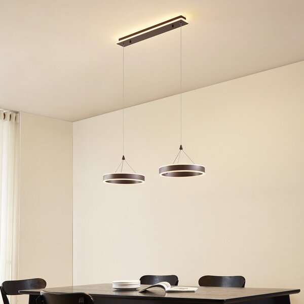 Lampada a sospensione Lucande, Kolo, dimmerabile, Marrone / Ruggine, Sala da pranzo, Plastica, Moderno