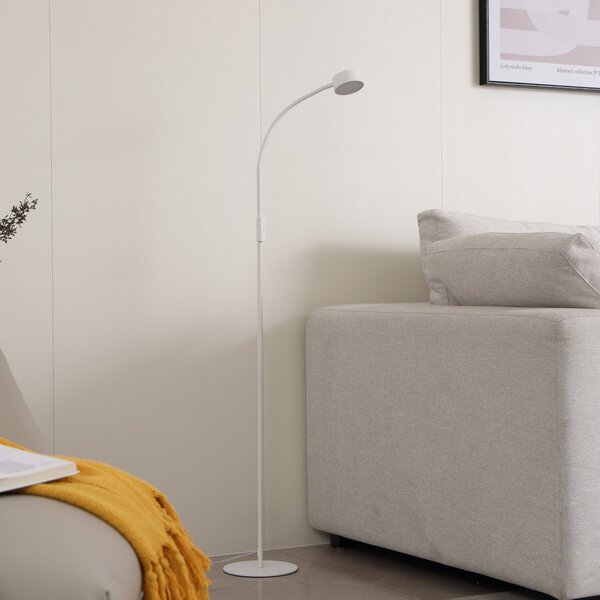 Lampada da terra Lindby, Maori, dimmerabile, Bianco, Studio / Ufficio, Metallo, Moderno