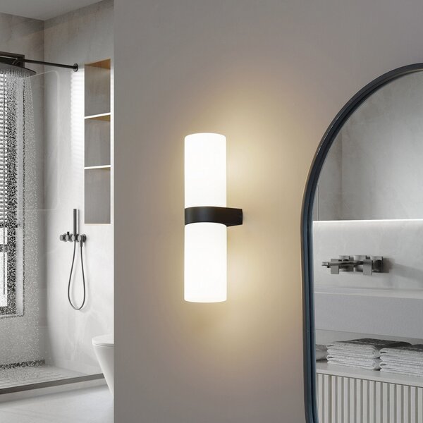 Applique da parete Lucande, Basolo, dimmerabile, Bianco, Bagno, Moderno