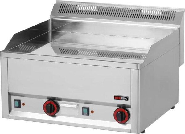 Piastra per griglia elettrica KBS con 2 zone di riscaldamento, superficie liscia e cromata, 660x600x290 mm