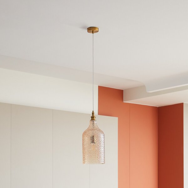 Lampada a sospensione Lindby, Drakar, dimmerabile, Beige, Soggiorno, Vetro, Vintage