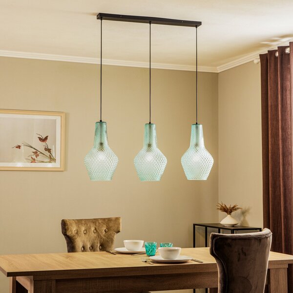 Lampada a sospensione Lindby, Drakar, dimmerabile, Blu, Cucina, Vetro, Vintage