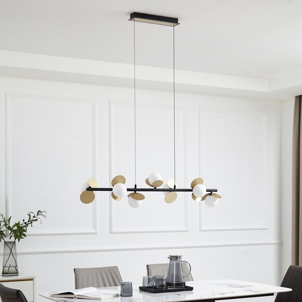 Lampada a sospensione Lucande, Pallo, dimmerabile, Nero, Sala da pranzo, Metallo, Moderno