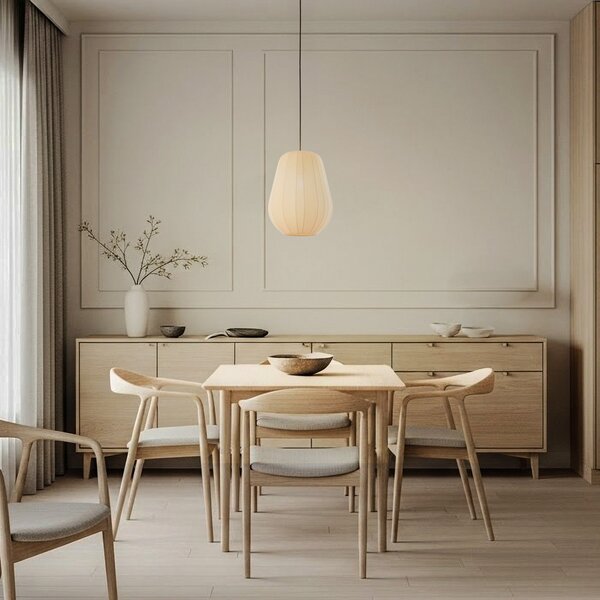 Lampada a sospensione Lindby, Helin, dimmerabile, Beige, Sala da pranzo, Tessuto / Tessile, Moderno