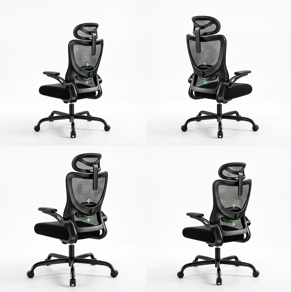 Sedia da ufficio Marsail, ergonomica: sedia da scrivania ergonomica con supporto 2D