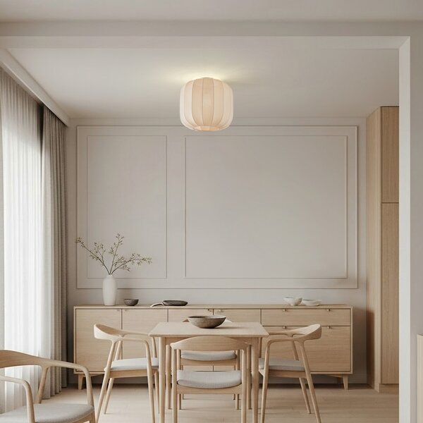 Plafoniera Lindby, Helin, dimmerabile, Beige, Sala da pranzo, Tessuto / Tessile, Scandinavo