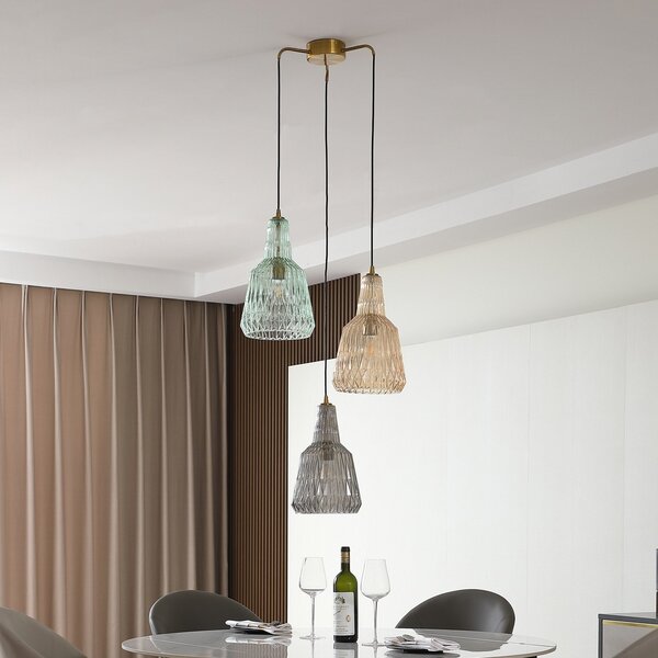 Lampada a sospensione Lindby, Belarion, dimmerabile, Multicolore, Soggiorno, Vetro, Vintage