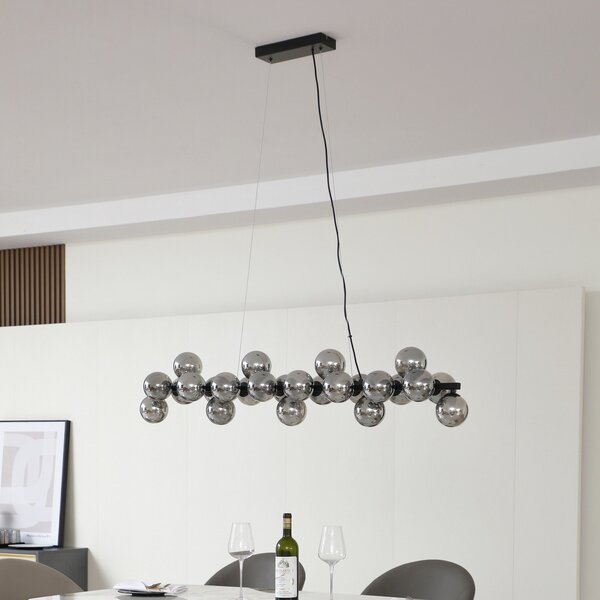 Lampada a sospensione Lucande, Naelen, dimmerabile, Grigio, Cucina, Metallo, Moderno
