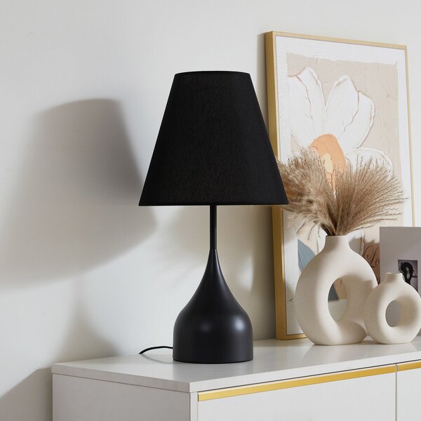 Lampade da tavolo Lucande, Luoti, Nero, Soggiorno, Tessuto / Tessile, Moderno
