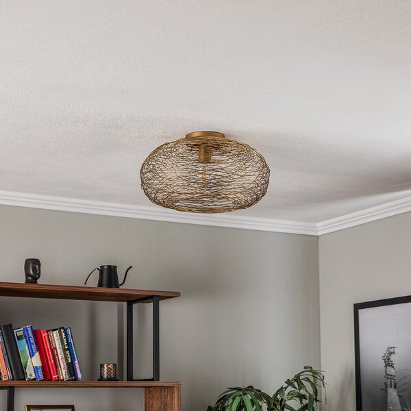 Plafoniera Lindby, Kaviya, dimmerabile, Dorato / Ottone, Soggiorno, Metallo, Design