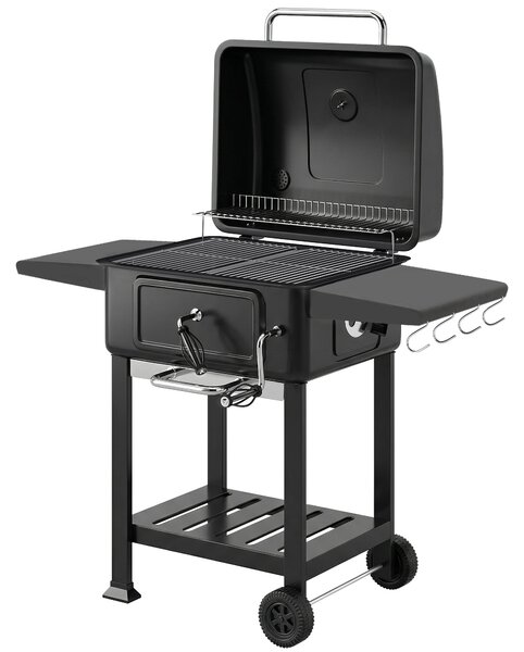 Outsunny Barbecue a Carbone, Griglia Smoker con Ruote per Uso Esterno, Nero | Aosom Italy