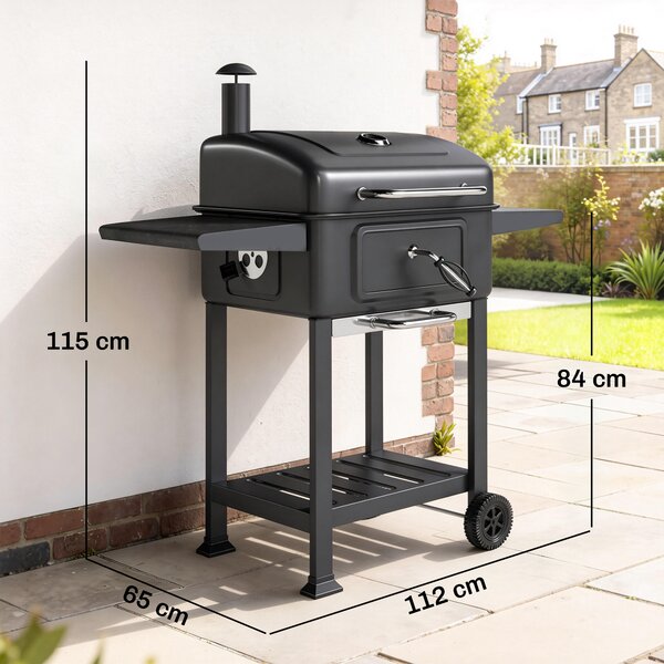 Outsunny Barbecue a Carbone, Griglia Smoker con Ruote per Uso Esterno, Nero | Aosom Italy