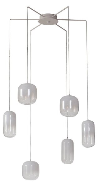 Lampada a sospensione Lucande, Avelina, Bianco, Soggiorno, Vetro, Moderno