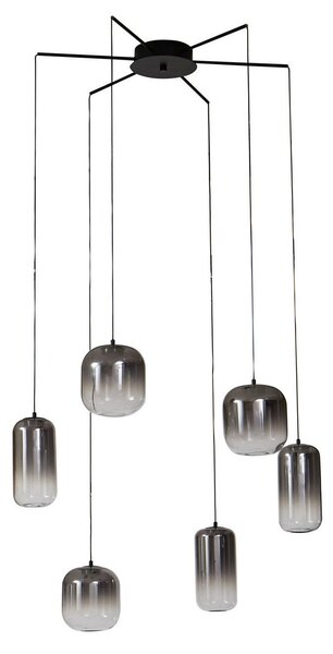 Lampada a sospensione Lucande, Avelina, Grigio, Soggiorno, Vetro, Moderno