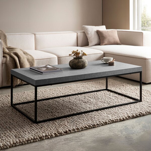 FineBuy Tavolino da salotto 120x60x38 cm Grigio Tavolino da divano Design moderno Tavolino da soggiorno Rettangolare Tavolino da salotto grande Tavolino da caffè Gambe in metallo