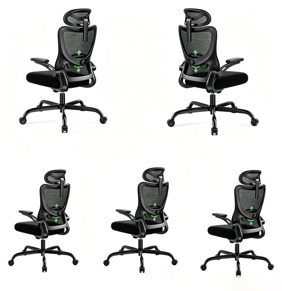 Sedia da ufficio Marsail, ergonomica: sedia da scrivania ergonomica con supporto 2D