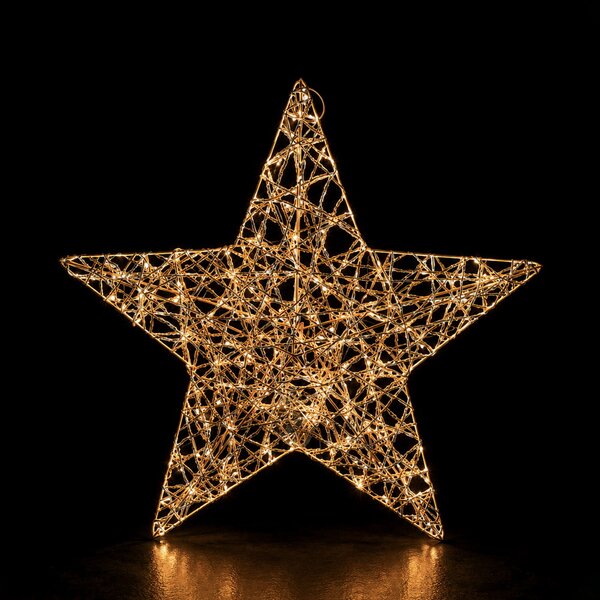 Stella luminosa 3D filo oro 36cm 30 Led Bianco Caldo a batteria Mercury Home